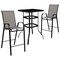 Emma and Oliver 3 Piece Outdoor Bar Height Set-Glass Patio Bar Table-All-Weather Barstools